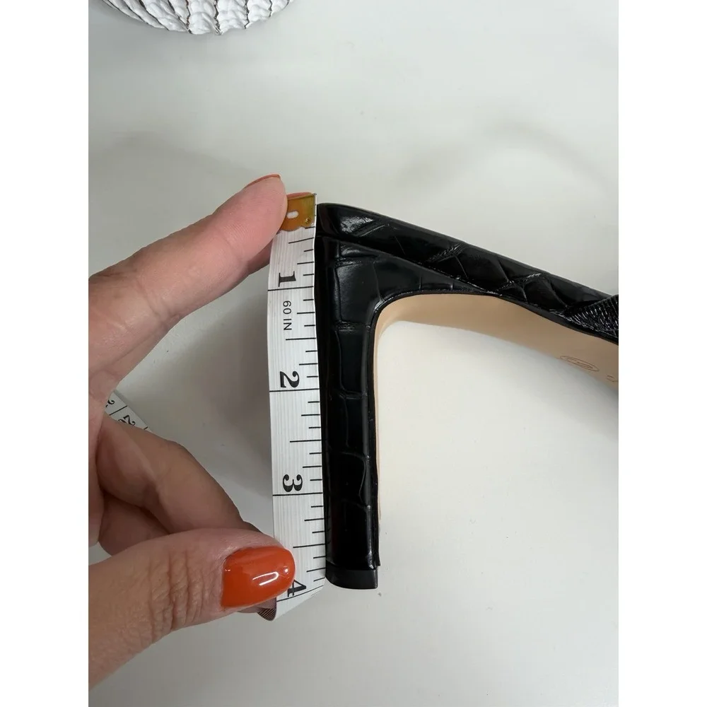 NWT The Drop Avery Square‎ Toe Two Strap Heeled Sandal Black Size 12 Workwear